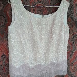Vintage 1960s pink silk sequin beaded tank top